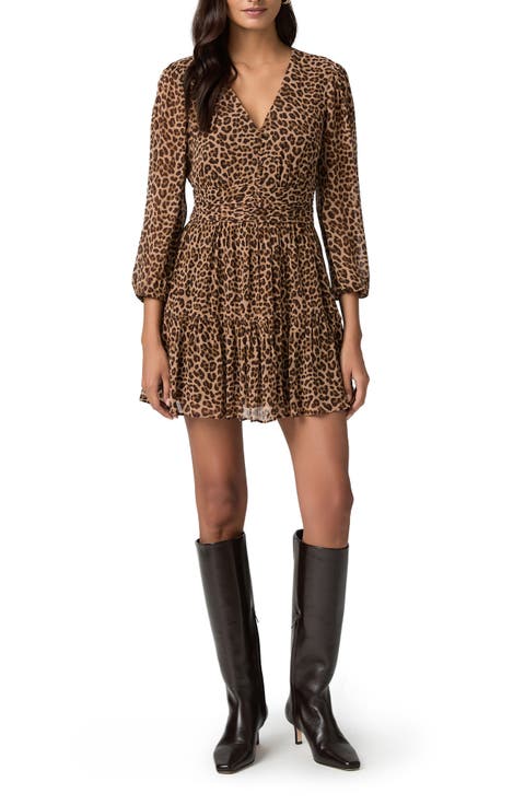 Nicolo Print Long Sleeve Silk Minidress