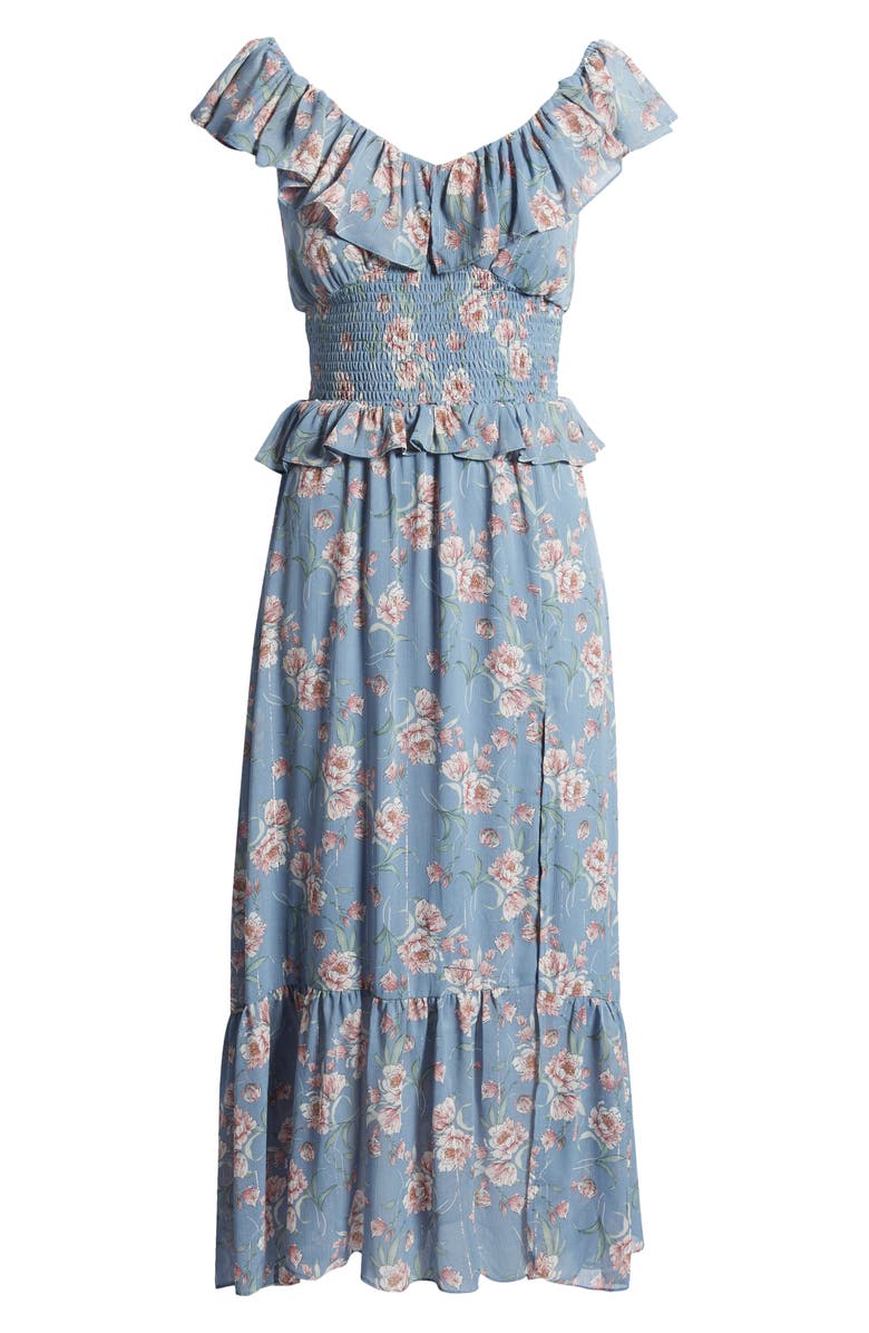 FLORET STUDIOS Luna Floral Smocked Midi Dress, Alternate, color,
