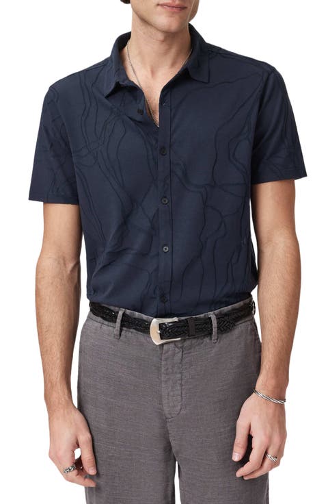 Elio Tangled Burnout Short Sleeve Button-Up Shirt