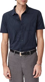 John Varvatos Elio Tangled Burnout Short Sleeve Button-Up Shirt