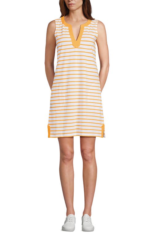 LANDS' END LANDS' END COTTON JERSEY NOTCH NECK DRESS WITH SOUTACHE 