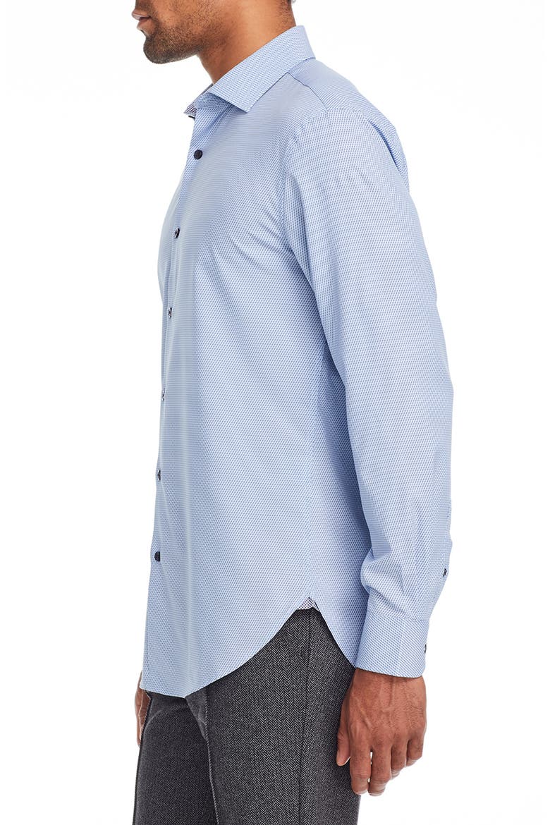 Slim Fit Microprint Performance Dress Shirt, Alternate, color, BLUE