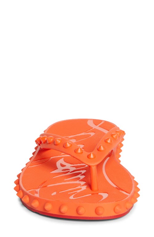 Christian Louboutin Loubi Donna Spike Red Sole Flip Flops In Multi