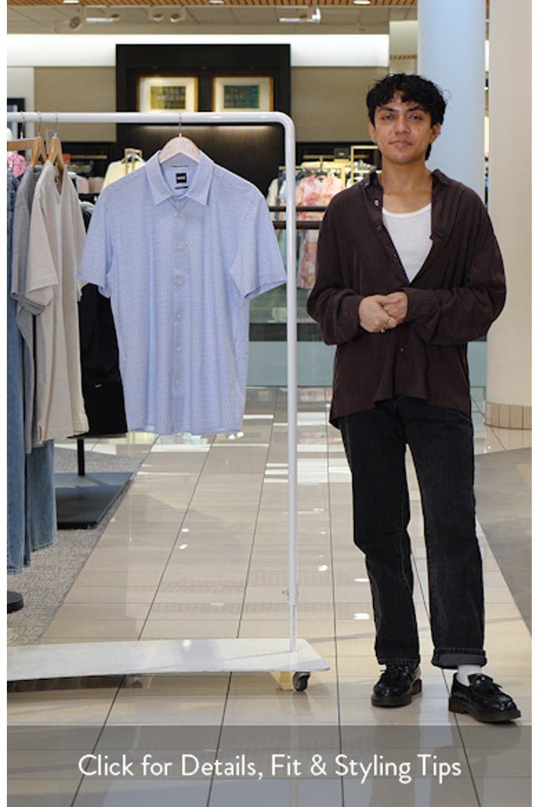 P-Roan Slim Fit Micropattern Short Sleeve Button-Up Shirt video
