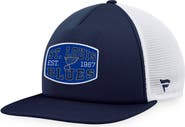 FANATICS Men's Fanatics Branded Navy/White St. Louis Blues Foam Front Patch Trucker Snapback Hat
