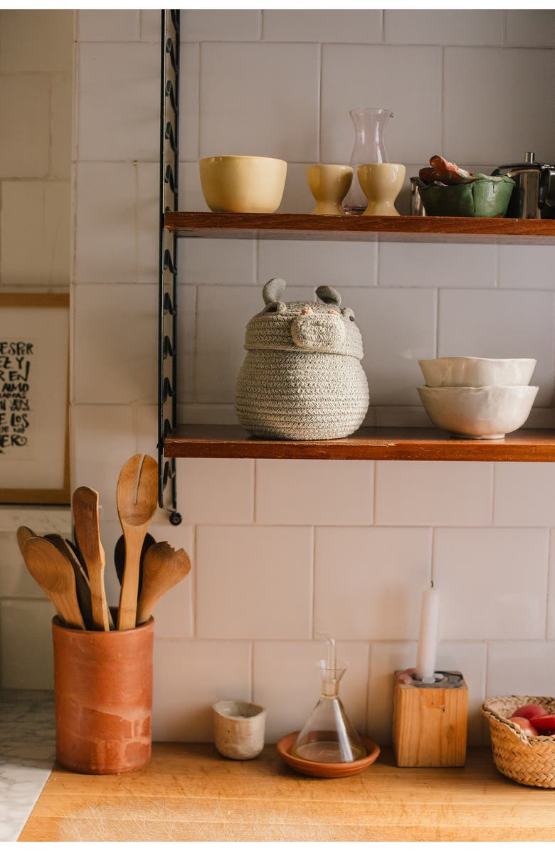 Lorena Canals Set of 2 Frog & Pig Lidded Baskets, Alternate, color, Green