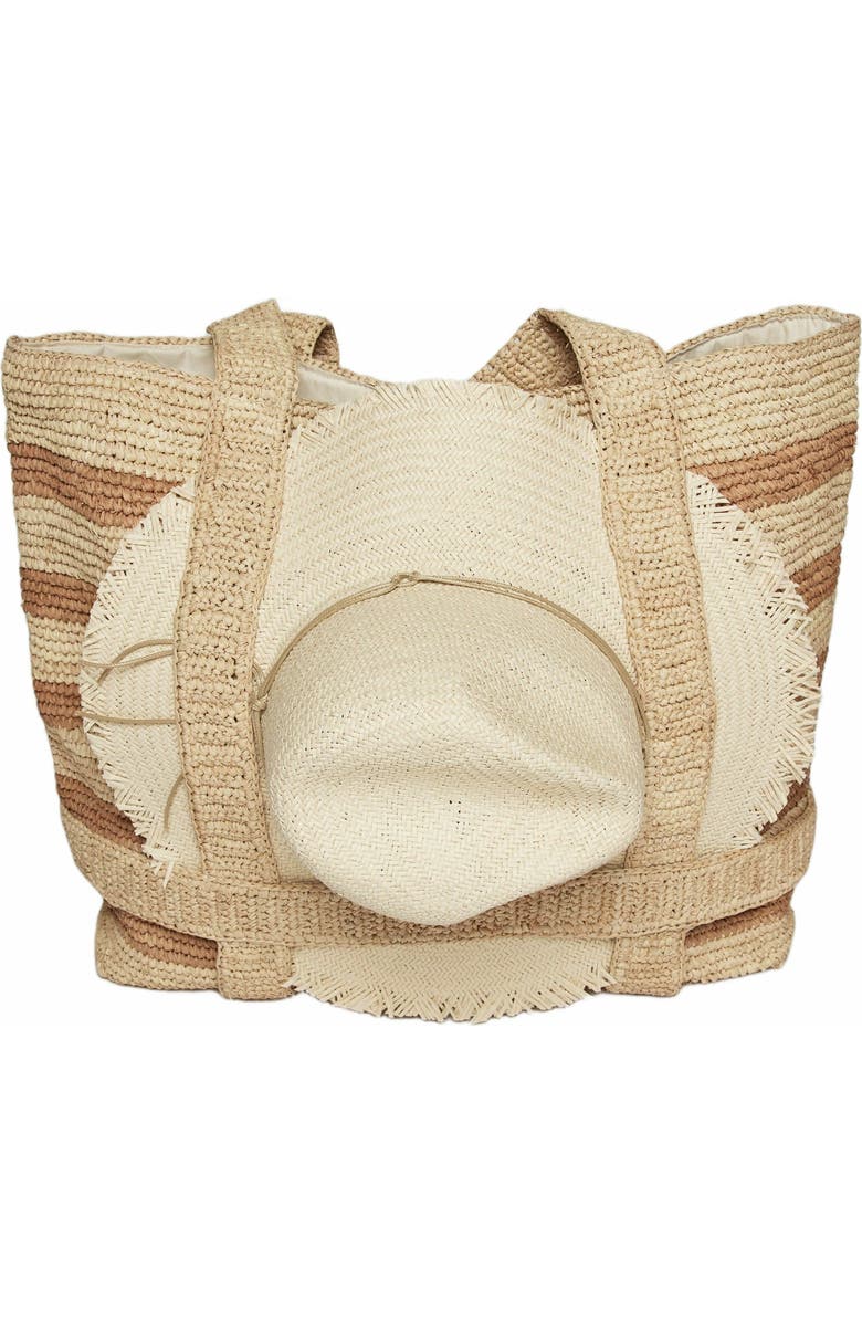 Hat Attack The Original Straw Traveler Bag, Main, color, Natural/Toast Stripe