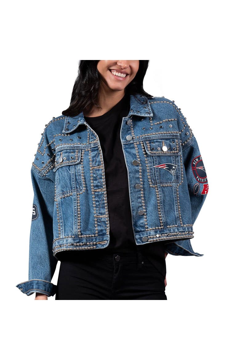Women's G-III 4Her by Carl Banks New England Patriots First Finish Medium Denim Full-Button Jacket, Main, color, Blue