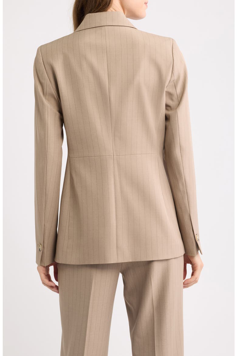 Pinstripe Two-Button Blazer, Alternate, color, NATURAL CLAY/ ANNE BLACK