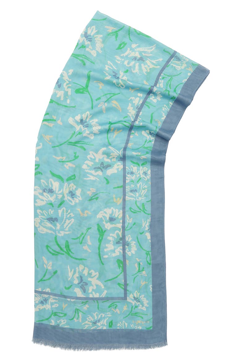 lively garden oblong scarf, Alternate, color, PRISTINE POOL