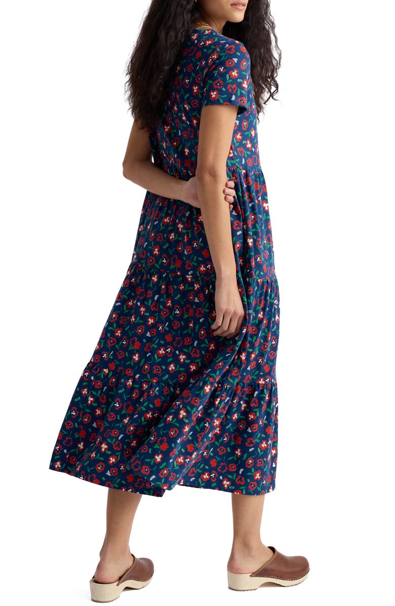 Seasalt Cornwall Line Strokes Floral Organic Cotton Midi Dress, Alternate, color, Arty Pansy Cayenne