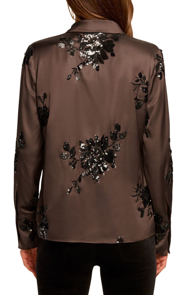 Ramy Brook Sara Sequin Button-Up Shirt, Alternate, color, Boho Brown