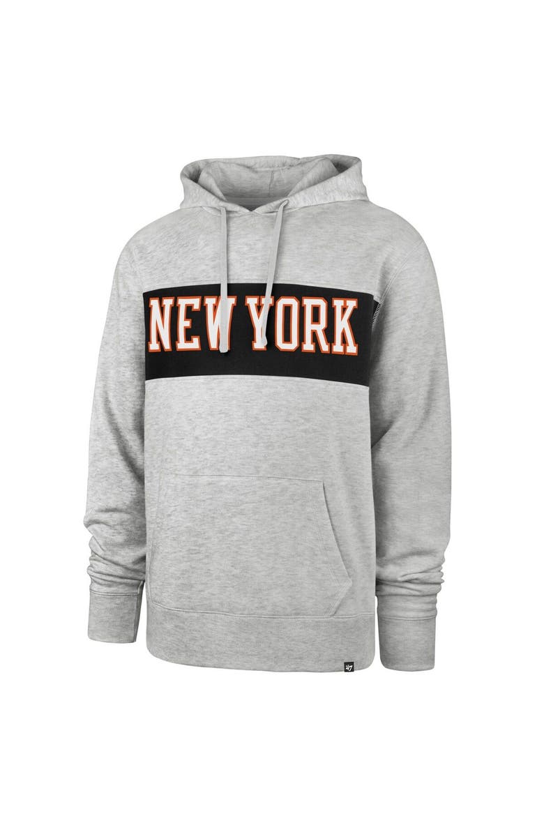 '47 Men's '47 Gray New York Knicks 2021/22 City Edition Wordmark Chest Pass Pullover Hoodie, Alternate, color, 