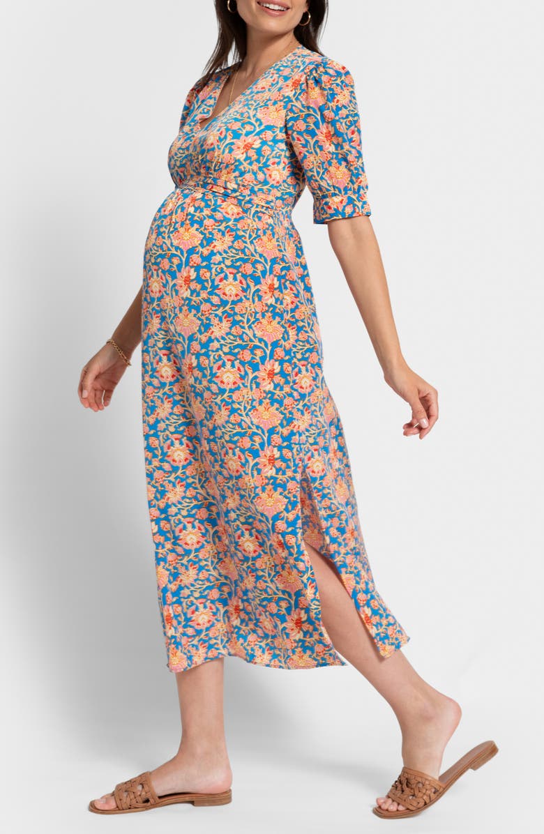 Seraphine Pleated A-Line Midi Maternity Dress, Alternate, color, 