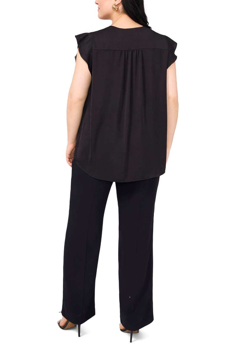 Ruffle Shoulder Sleeveless Blouse, Alternate, color, RICH BLACK