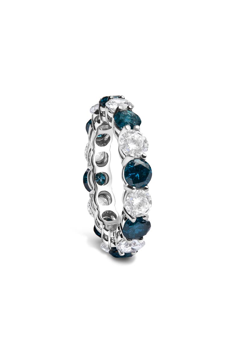 14K White Gold 6 1/4 Cttw Lab Grown White and Blue Diamond Eternity Band Ring, Alternate, color, White
