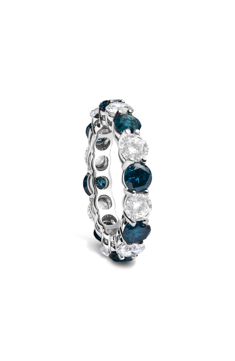 Haus of Brilliance 14K White Gold 6 1/4 Cttw Lab Grown White and Blue Diamond Eternity Band Ring, Alternate, color, White
