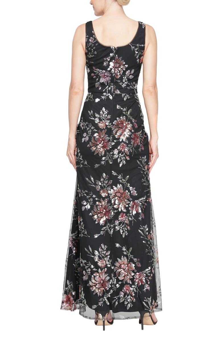 Alex Evenings Sequin Mesh Overlay Trumpet Dress, Alternate, color, 