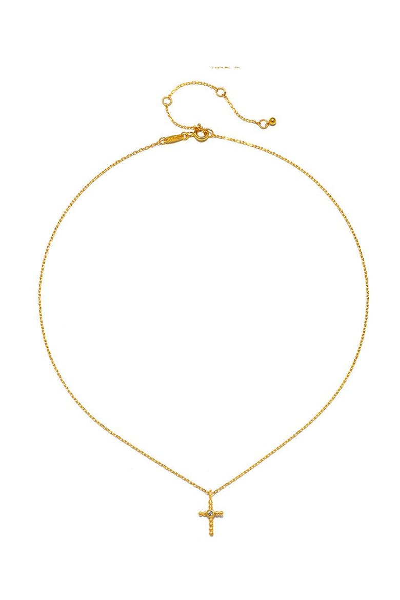 Precious Faith White Topaz Cross Necklace, Alternate, color, Gold