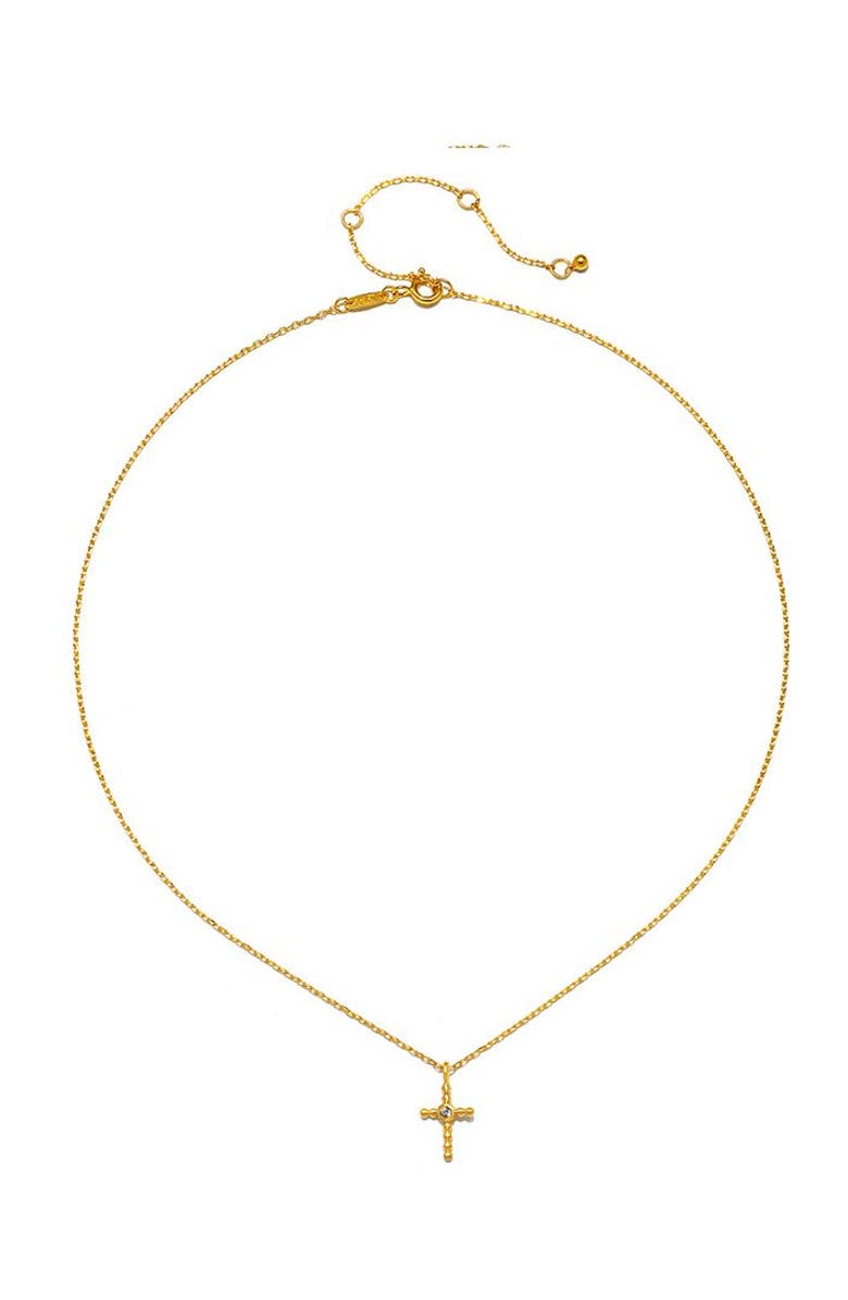 Satya Jewelry Precious Faith White Topaz Cross Necklace, Alternate, color, Gold