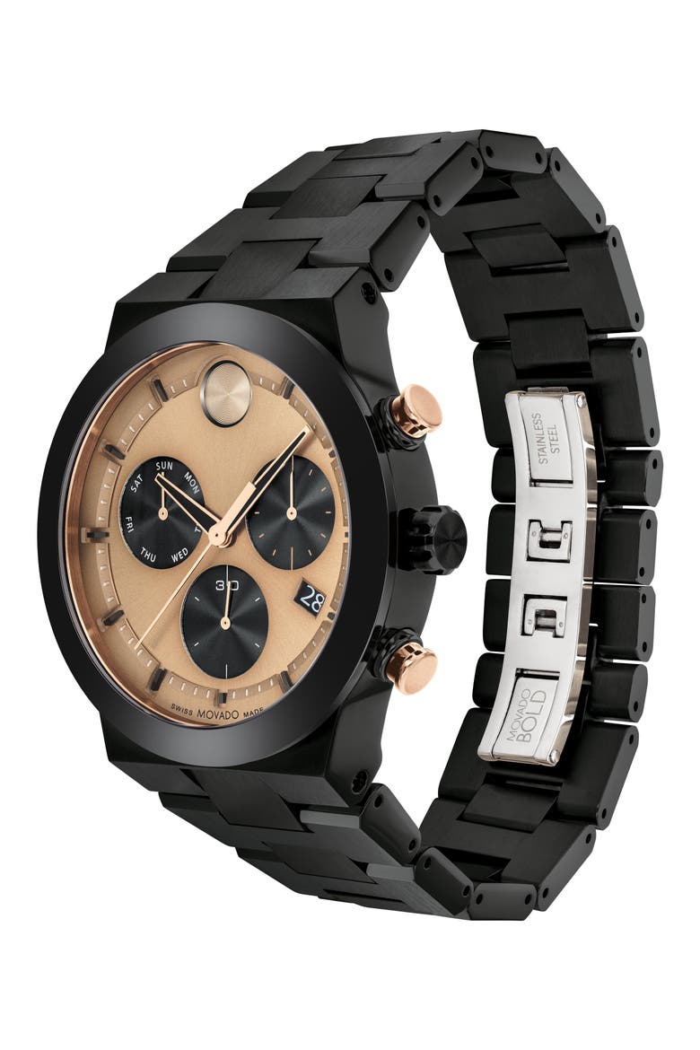 Bold Fusion Chronograph Bracelet Watch, 44mm, Alternate, color, BRONZE