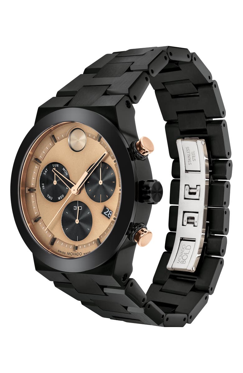 Movado Bold Fusion Chronograph Bracelet Watch, 44mm, Alternate, color, Bronze