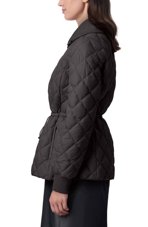 Bernardo Drawcord Waist Quilted Puffer Coat In Black