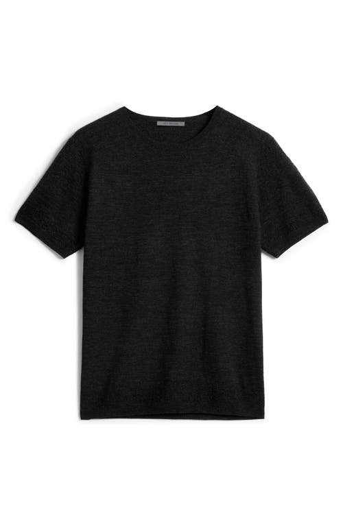 John Varvatos Alvito Regular Fit Short Sleeve Wool Sweater In Charcoal