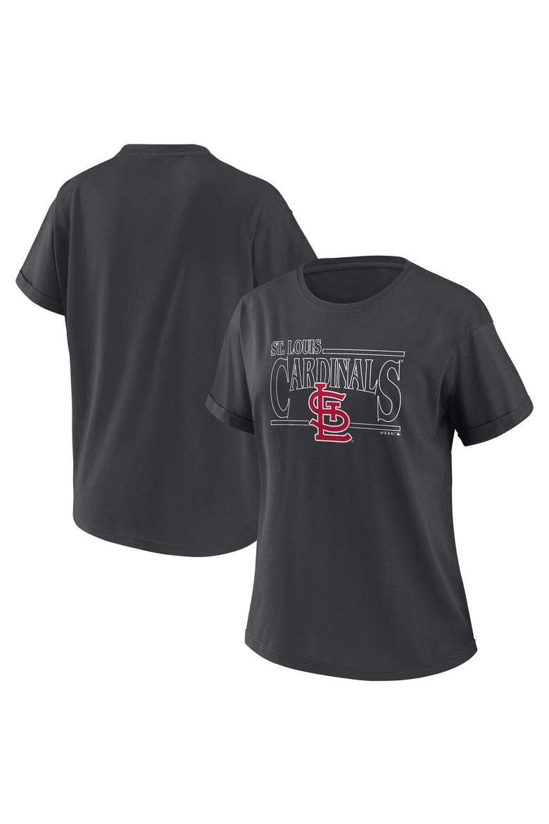 Women's WEAR by Erin Andrews  Charcoal St. Louis Cardinals Oversized Boyfriend T-Shirt, Main, color, Charcoal