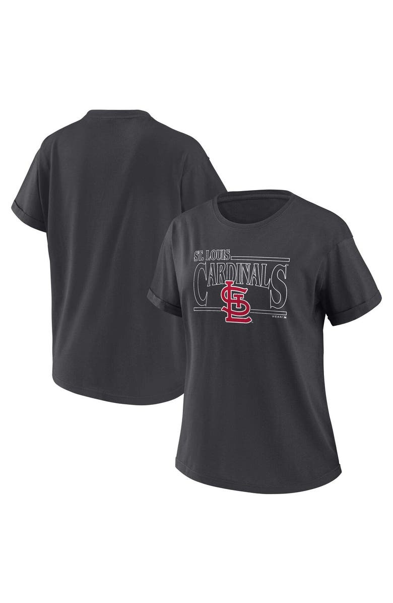 WEAR by Erin Andrews Women's WEAR by Erin Andrews Charcoal St. Louis Cardinals Oversized Boyfriend T-Shirt, Main, color,