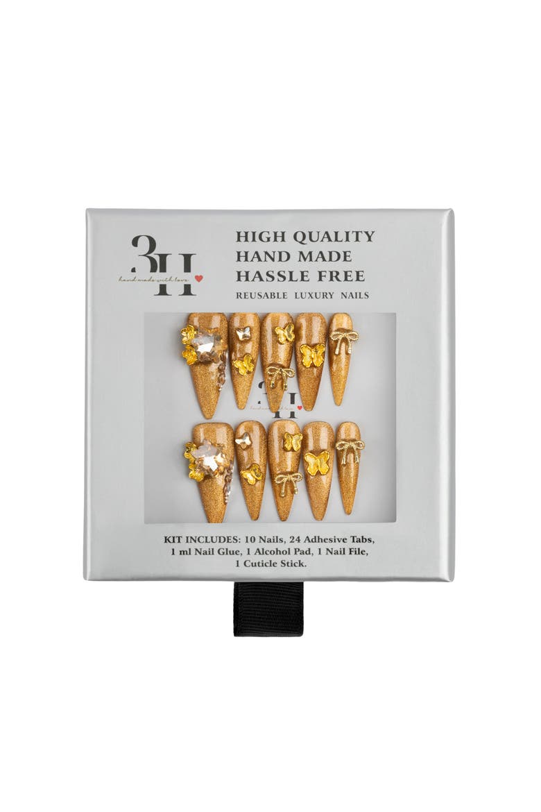 Gold Rush Luxury Handmade Press On Nails, Main, color, golden amber