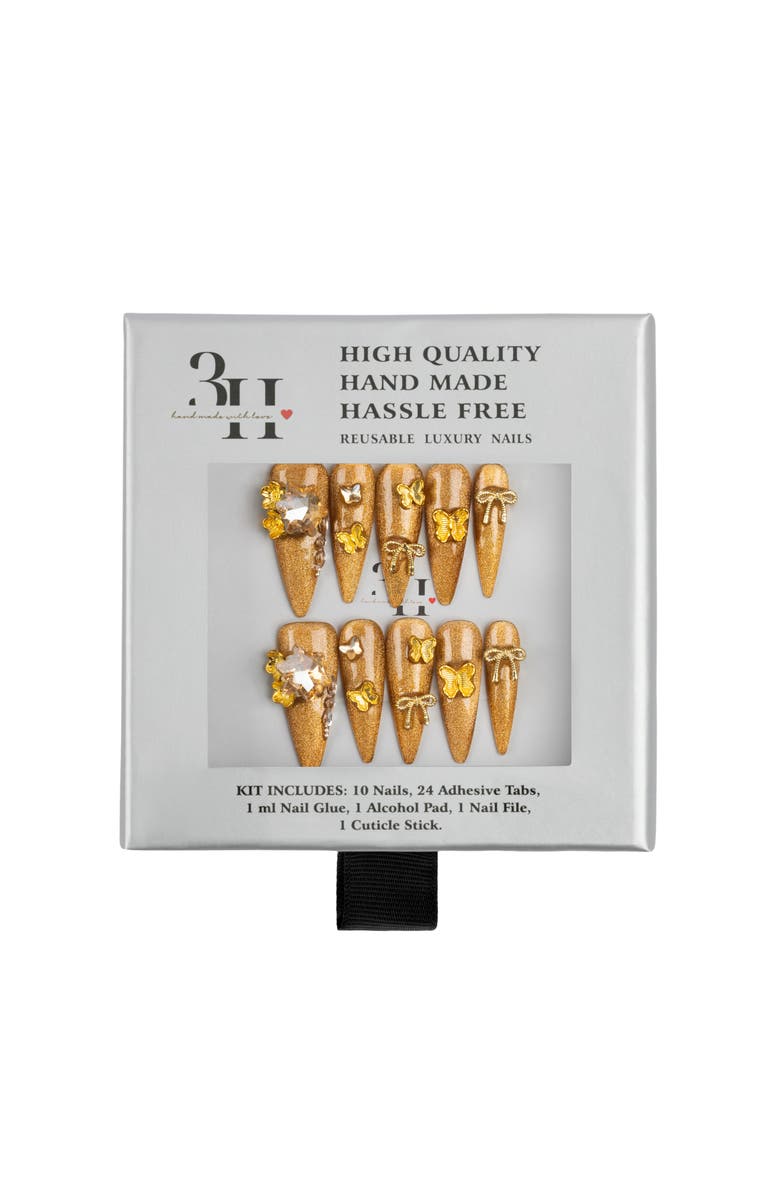3H Nails Gold Rush Luxury Handmade Press On Nails, Main, color, Golden Amber