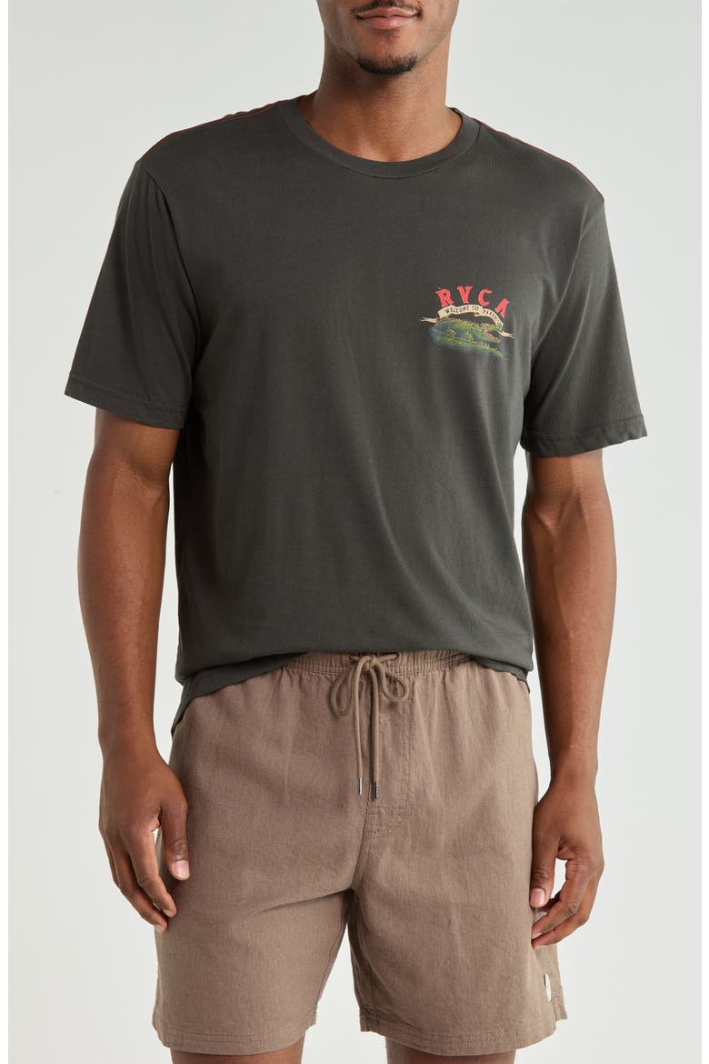 Welcome to RVCA Cotton Graphic T-Shirt, Main, color, PIRATE BLACK