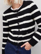 Ro&Zo Long Sleeve Stripe Boucle Cardigan