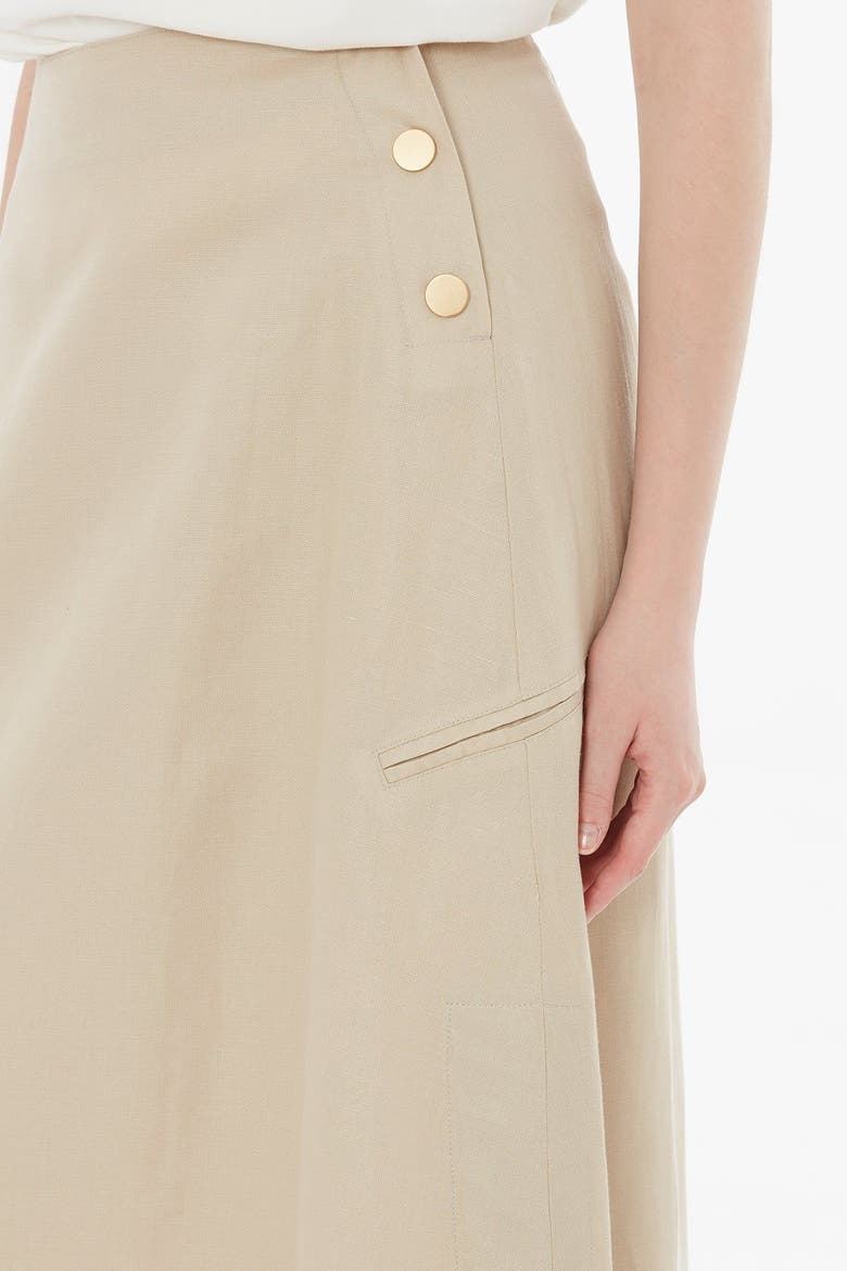 Beige Button-Closure Maxi Skirt, Alternate, color, Beige