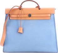 Pre-Owned Hermes Herbag Zip Leather and Toile 39