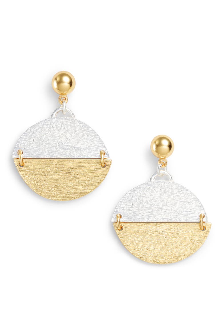 Pendant Drop Earrings, Main, color, GOLD/SILVER MIX