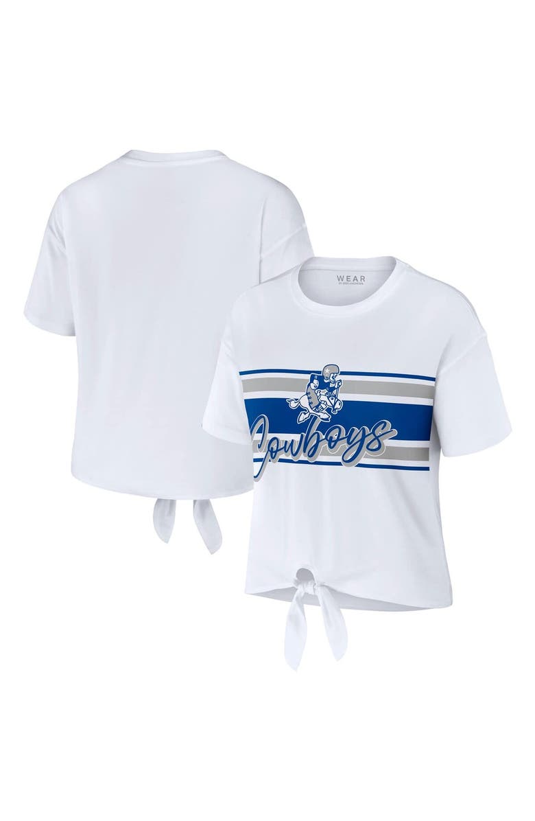 WEAR by Erin Andrews Women's WEAR by Erin Andrews  White Dallas Cowboys Front Tie Retro T-Shirt, Main, color, 