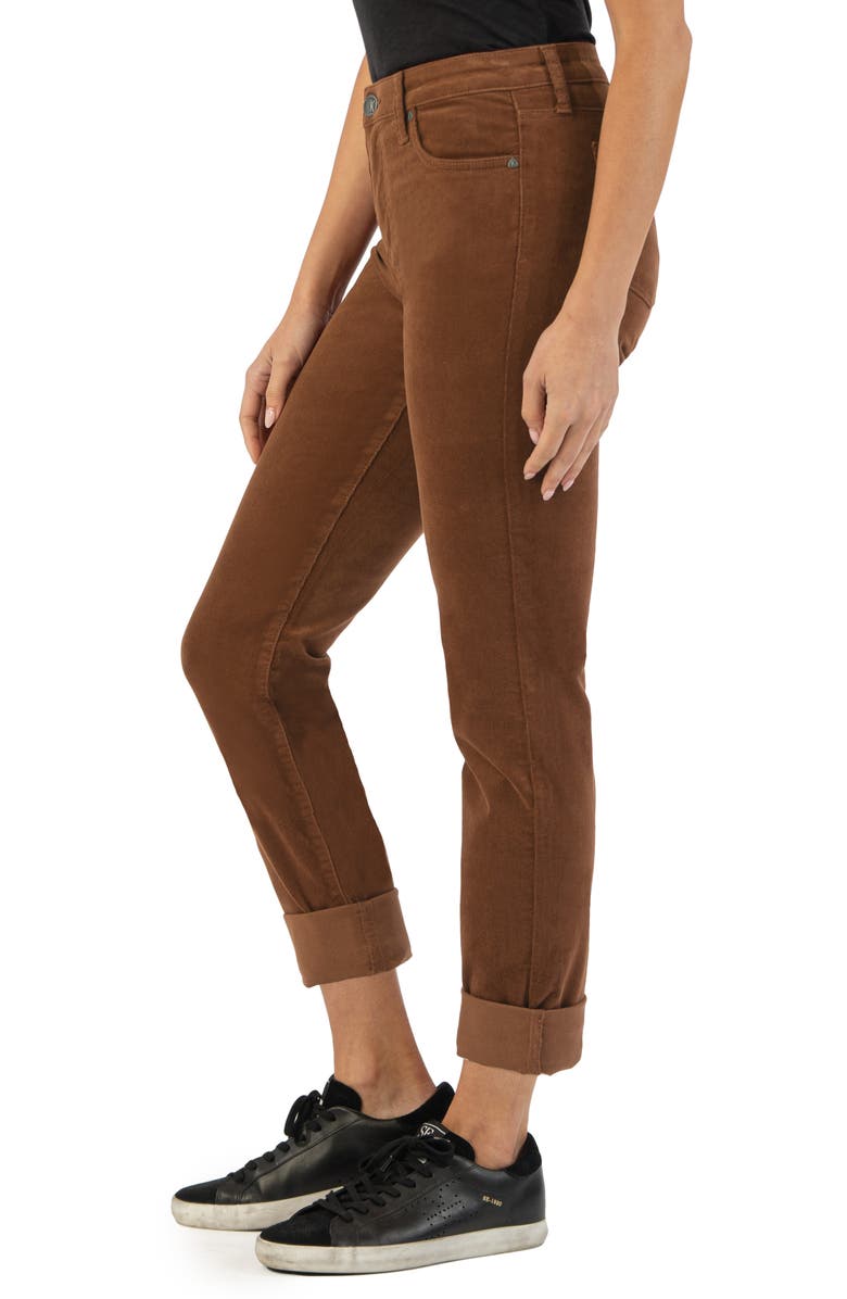 KUT from the Kloth Catherine Stretch Cotton Corduroy Boyfriend Pants, Alternate, color, Whiskey