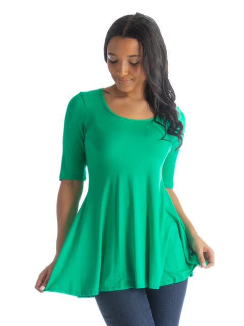 Elbow Sleeve Swing Tunic Top