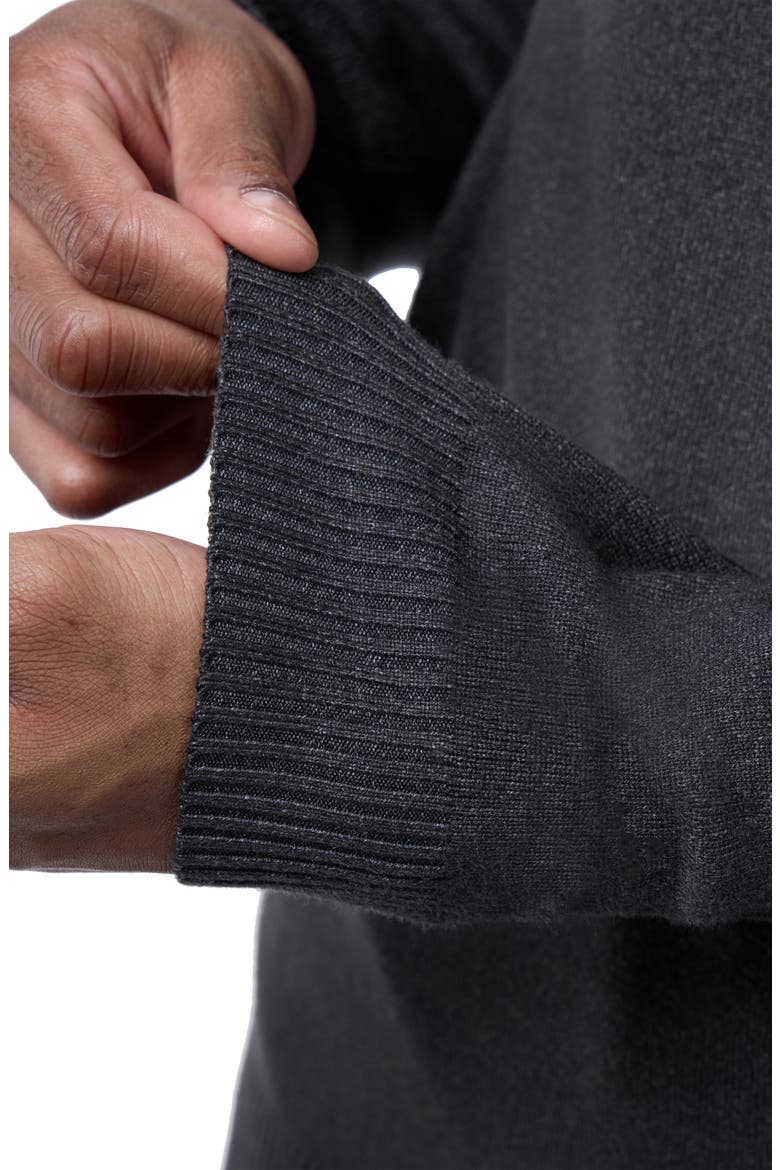Mock Neck Quarter Zip Sweater, Alternate, color, HEATHER CHARCOAL