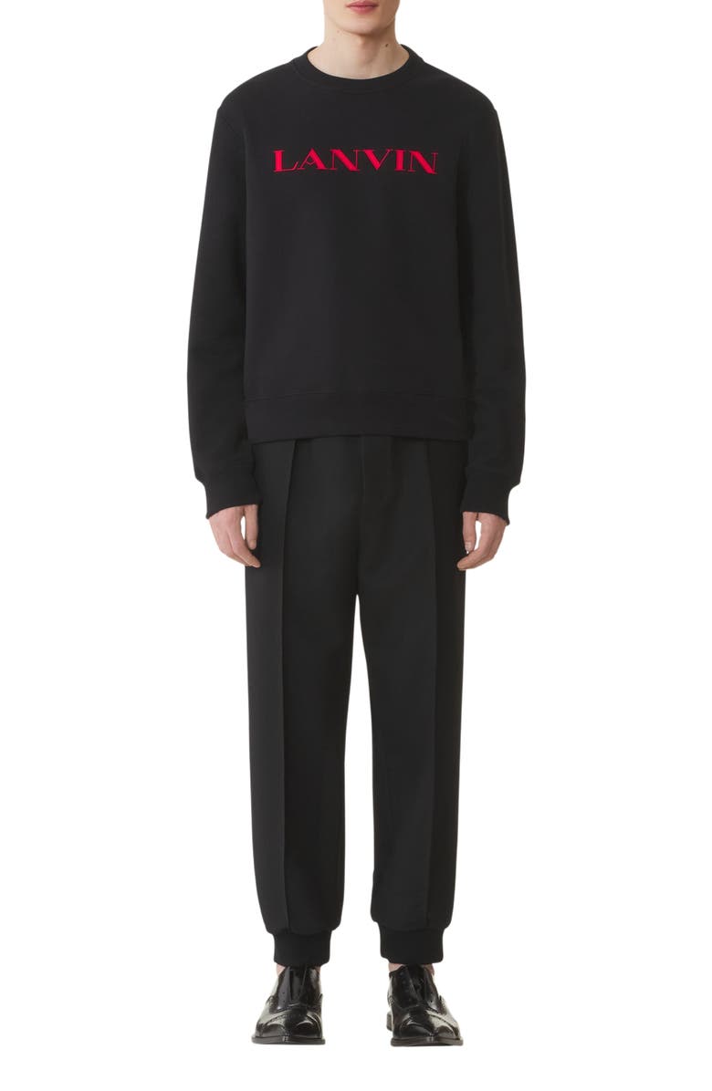 Lanvin Embroidered Cotton Sweatshirt, Main, color, Black