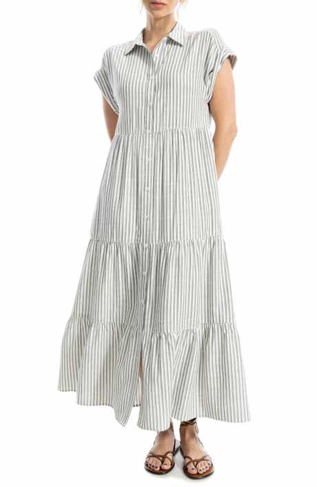 MAX STUDIO Tiered Maxi Shirtdress