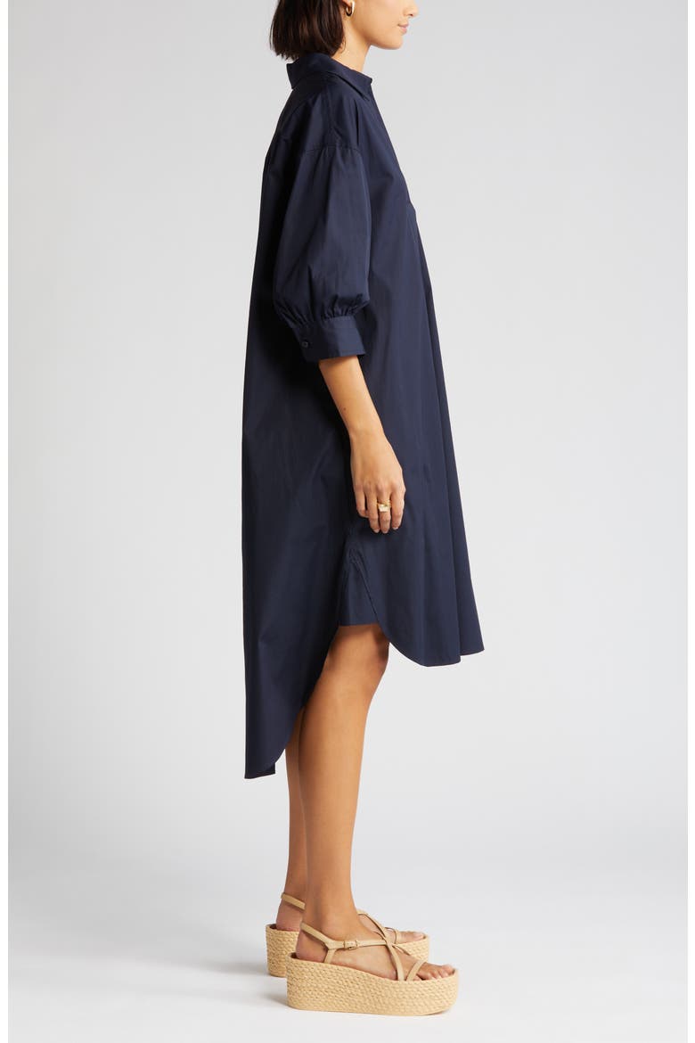 Oversize Three-Quarter Sleeve Shirtdress, Alternate, color, NAVY NIGHT