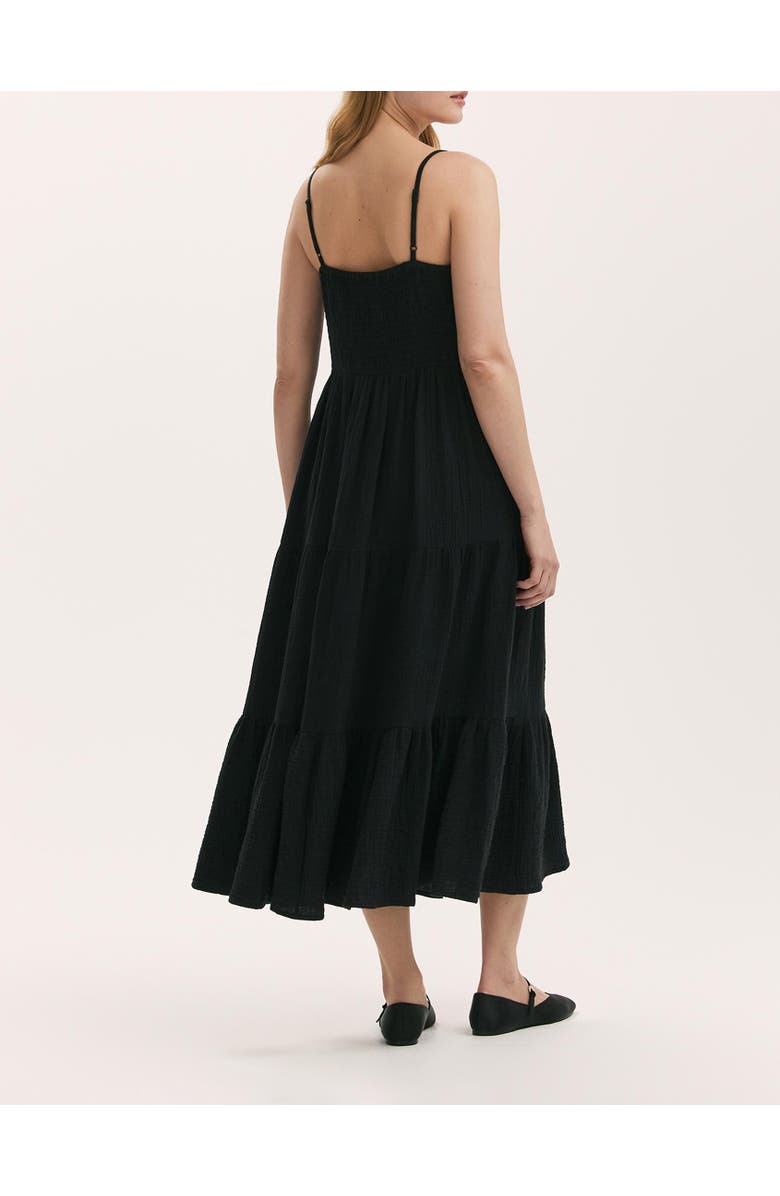 Finery London Emmie Cotton Strappy Midi Tiered Dress, Alternate, color, Black