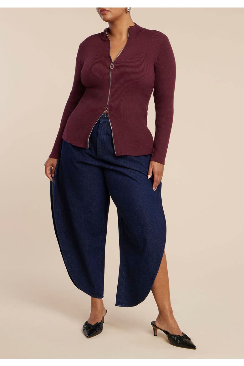 Two Way Zipper Sweater, Alternate, color, PORT ROYALE