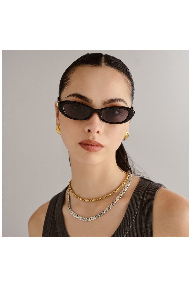 The Whisperer 52mm Cat Eye Sunglasses, Alternate, color, BLACK/ SMOKE MONO POL