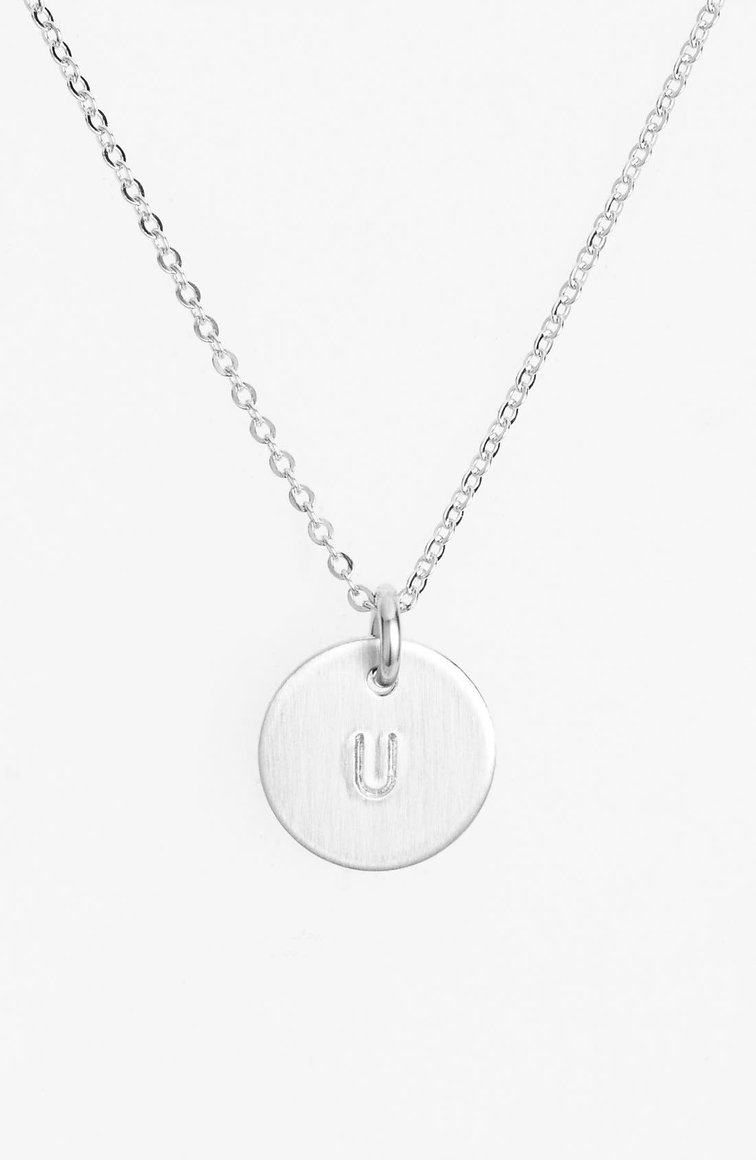 Nashelle Sterling Silver Initial Mini Disc Necklace in Sterling Silver U at Nordstrom
