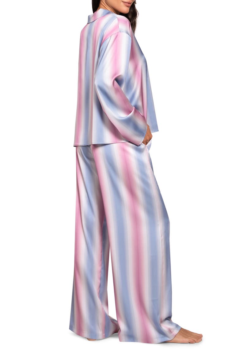 Stripe Satin Pajamas, Alternate, color, BLUE/ PINK