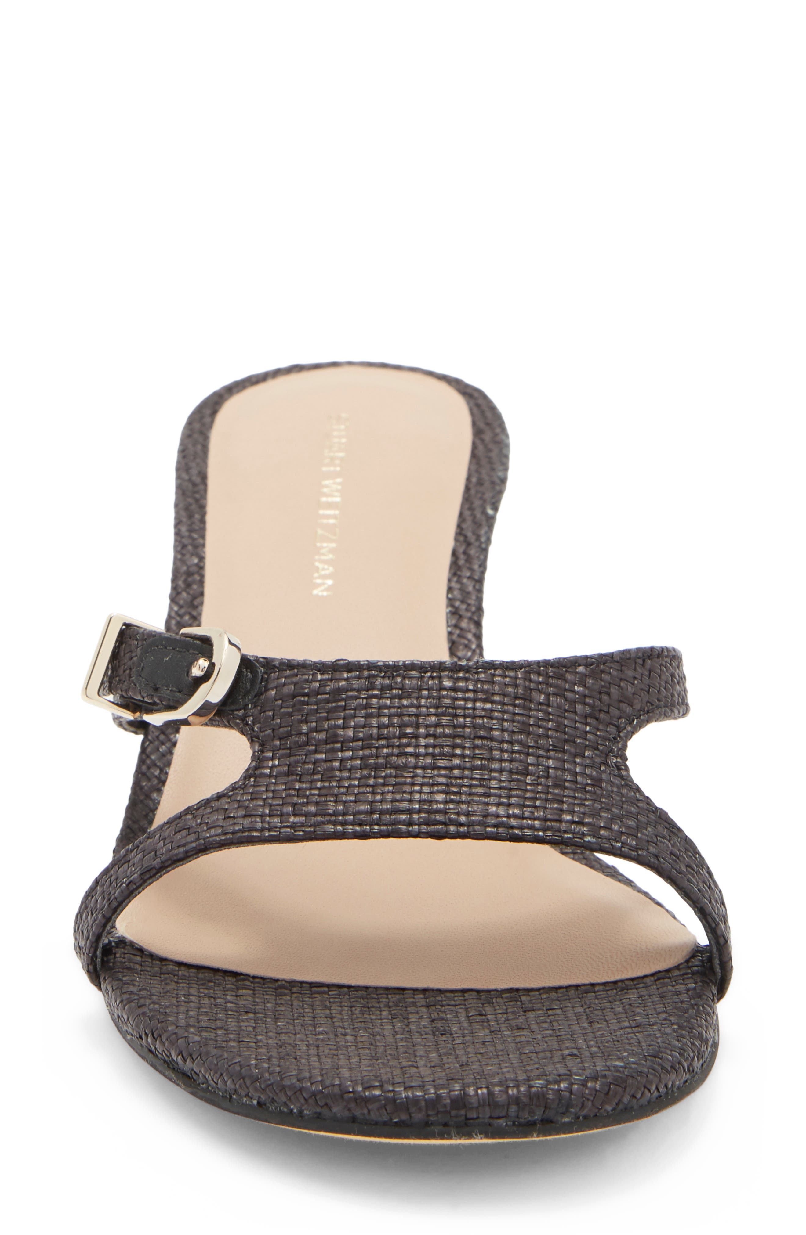 Stuart Weitzman Irene Slide Sandal, Alternate, color, Black / Black